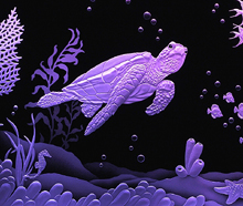 Illuminated Carved Glass Turtle