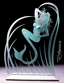 Carved Glass Mermaid