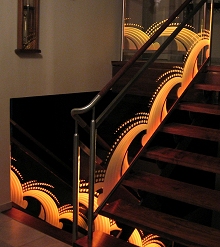 Illuminated Carved Glass Railing
